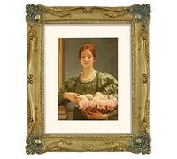 Simon's Shop Marco de Fotos Vintage 20x25 cm Marco de Fotos Dorado con Relieve Floral, Marcos de Pared y sobremesa
