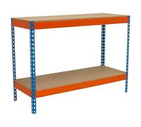 Simonwork Banco de trabajo Basic 2 (L x An: 60 x 180 cm, Altura de trabajo: 90 cm, Carga soportada: 1.200 kg, Azul/Naranja)