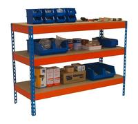 Simonwork Banco de trabajo Basic 3 (L x An: 45 x 120 cm, Altura de trabajo: 90 cm, Carga soportada: 1.200 kg, Azul/Naranja)
