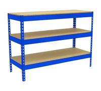 Simonwork Banco de trabajo Basic 3 (L x An: 45 x 150 cm, Altura de trabajo: 90 cm, Carga soportada: 400 kg, Azul)
