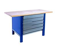 Simonwork Banco de trabajo BT6 PRO Box Laminate (L x An: 75 x 120 cm, Altura de trabajo: 86,5 cm, Carga soportada: 1.000 kg, Azul)