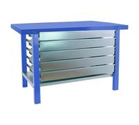 Simonwork Banco de trabajo BT6 PRO Box Metal (L x An: 73 x 120 cm, Altura de trabajo: 83 cm, Carga soportada: 600 kg, Azul)