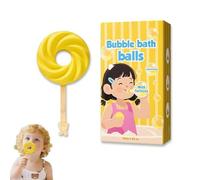 Simpatica bomba da bagno a forma di lecca-lecca per bambini - Può soffiare bolle, palline da bagno effervescenti, profumo fruttato - Gioco con le bolle per bambini e bambine (YELLOW)