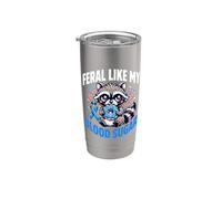 Simpático mapache diabético salvaje como mi azúcar en sangre Vaso térmico de acero inoxidable de doble pared