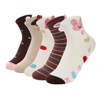 Simpeak 5 Pares Calcetines Niña de Algodón - Sin Costuras, Cómodos y Suaves, Respirable y Elástico, Animales Calcetines Infantiles Lindos Divertidos para Niñas de 3-5 Años (Invierno&Otoño)