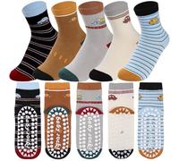 Simpeak 5 Pares Calcetines Niños de Algodón - Antideslizantes ABS, Cómodos y Suaves, Respirable Invierno Divertidos Deportivos Calcetines con Diseño de Dinosaurio para Niños Niñas de 3-5 Años