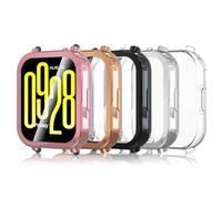 Simpeak 5 Piezas Funda Compatible con Xiaomi Redmi Watch 5 Active, Slim Suave TPU Protector de Pantalla Ligero Anti-Arañazos, Negro/Transparente/Plata/Oro Rosa/Rosado