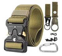 Simpeak Cinturón táctico para hombre, cinturón resistente de 1.5 pulgadas, cinturón militar de nailon con hebilla de metal de liberación rápida, ajustable de 3,8 x 125 cm, caqui, 125 cm
