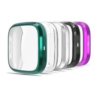 Simpeak Funda Compatible con Fitbit Versa 2 Protector de Pantalla (NO Compatible con Fitbit Versa/Versa Lite/SE), [5 Pack] Suave TPU Cubierta Cover Case, Azul/Negro/Plata/Claro/Lila