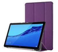 Simpeak Funda Compatible con Huawei MediaPad T5 10, Funda 10.1 Pulgadas Multi-Angulo Cubierta Folio con el Soporte Reposo Automático de Despertador, Purpura