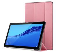 Simpeak Funda Compatible con Huawei MediaPad T5 10, Funda 10.1 Pulgadas Multi-Angulo Cubierta Folio con el Soporte Reposo Automático de Despertador, Rosa