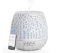 Simpeak Humidificador Ultrasónico y Difusor de Aroma 400 ml, atomizador de Fragancia ultrasónico LED con Control Remoto-Bosque Tallado, Blanco