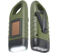 Simpeak Paquete de 2 linternas con manivela solar, linterna LED recargable de emergencia, linterna de supervivencia, linterna dinamo de Carbiner rápido para deportes al aire libre, verde