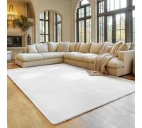SIMPEX Alfombra Blanco 160x220 cm Alfombra de Pelo Corto Lavable, Antideslizante y Suave, Diseño Monocromático Moderno para Sala, Dormitorio, Cocina y Habitación Infantil