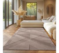 SIMPEX Alfombra Bohemio con Diseño Geométrico Beige 140x200 cm, alfombrar Decorativa, Suave y fácil de cuidar, Lavable, Efecto 3D, para Salón y Dormitorio