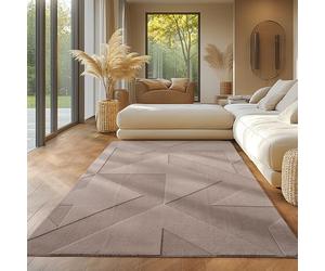 SIMPEX Alfombra Bohemio con Diseño Geométrico Beige 140x200 cm, alfombrar Decorativa, Suave y fácil de cuidar, Lavable, Efecto 3D, para Salón y Dormitorio