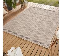 SIMPEX Alfombra de Exterior, Diseño de Diamantes, Alfombra Beige, 80 x 150 cm, alfombras de Estilo escandinavo, Cocina, balcón, terraza, jardín, Picnic