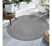 SIMPEX Alfombra de Exterior, Unicolor - Monocromo, Alfombra Gris, 160 cm Redonda, Alfombras de Estilo Moderno, Cocina, balcón, terraza, jardín, Picnic