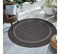 SIMPEX Alfombra de Exterior, Unicolor - Monocromo, Alfombra Negro, 200 cm Redonda, Alfombras de Estilo Moderno, Cocina, balcón, terraza, jardín, Picnic