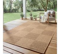 SIMPEX Alfombra Exterior 120x170 cm Resistente a la Intemperie Fácil Cuidado Aspecto Yute Natural Diseño Cuadros para Salón Dormitorio Terraza Balcón Jardín