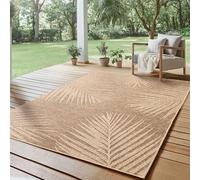 SIMPEX Alfombra Exterior 120x170 cm Resistente a la Intemperie Fácil Cuidado Aspecto Yute Natural Diseño Palmeras para Salón Dormitorio Terraza Balcón Jardín
