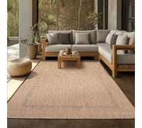 SIMPEX Alfombra Exterior 140x200 cm Beige Diseño Borde Tejido Plano Resistente al Clima Lavable para Salón Comedor Balcón