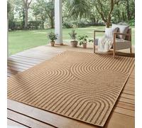 SIMPEX Alfombra Exterior 160x230 cm Resistente a la Intemperie Fácil Cuidado Aspecto Yute Natural Diseño Escandinavo Boho para Salón Dormitorio Terraza Balcón Jardín