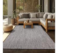 SIMPEX Alfombra Exterior 200x290 cm Gris Diseño Borde Tejido Plano Resistente a la Intemperie Lavable para Salón Comedor Terraza