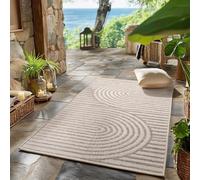 SIMPEX Alfombra Exterior Beige 80x250 cm Pasillo Resistente a la Intemperie UV Fácil de Limpiar Estilo Escandinavo Boho para Cocina Balcón Terraza