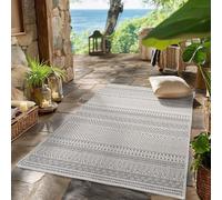 SIMPEX Alfombra Exterior Gris 80x250 cm Pasillo Resistente a la Intemperie UV Fácil de Limpiar Diseño Escandinavo Boho para Cocina Balcón Terraza Salón