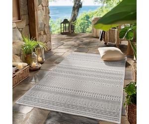 SIMPEX Alfombra Exterior Gris 80x250 cm Pasillo Resistente a la Intemperie UV Fácil de Limpiar Diseño Escandinavo Boho para Cocina Balcón Terraza Salón