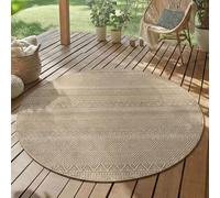 SIMPEX Alfombra Exterior Redonda 160 cm Beige Resistente UV Resistente y Fácil de Limpiar Estilo Escandinavo Boho para Terraza Jardín Salón