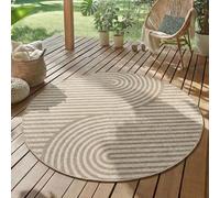 SIMPEX Alfombra Exterior Redonda 200 cm Beige Resistente UV Fácil de Limpiar Estilo Skandi Boho para Jardín Terraza Salón Comedor