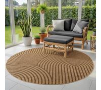 SIMPEX Alfombra Exterior Redonda 200 cm Resistente a la Intemperie Fácil Cuidado Aspecto Yute Natural Diseño Escandinavo Boho para Jardín Terraza Salón Comedor