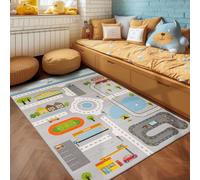SIMPEX Alfombra Infantil Gris 120x170 cm Diseño Carretera Moderno Antideslizante Lavable Fácil Cuidado Suave Antialérgica Habitación