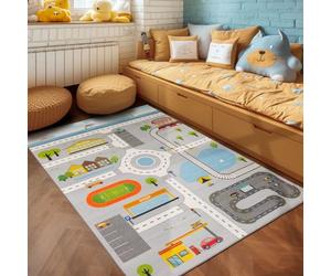 SIMPEX Alfombra Infantiles, diseño de Calles, Alfombra Gris, 120 x 170 cm, Alfombras para niños, Alfombra habitación Infantil
