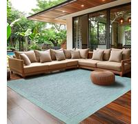 SIMPEX Alfombra Interior Exterior 280x370 cm Azul Lisa Lavable Impermeable fácil de Limpiar Tejido Plano Ideal para balcón terraza jardín y Cocina