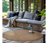 SIMPEX Alfombra Interior Exterior Redonda 120 cm marrón Lisa Lavable Impermeable Tejido Plano Ideal para balcón terraza jardín y Cocina