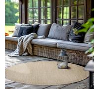 SIMPEX Alfombra Interior Exterior Redonda 160 cm Beige Lavable Impermeable Tejido Plano para terraza jardín salón Cocina y Comedor