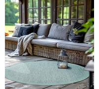 SIMPEX Alfombra Interior Exterior Redonda 200 cm Azul Lisa Lavable Impermeable Tejido Plano Ideal para balcón terraza jardín y Cocina