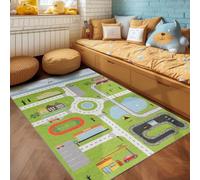 SIMPEX - Alfombra para niños, diseño de calle, verde, 160 x 230 cm, habitación infantil