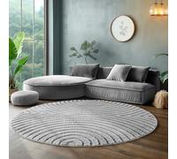 SIMPEX Alfombra Redonda 200 cm Gris de Pelo Largo Diseño Scandi Boho Efecto Relieve Shaggy Suave Acolchada Resistente Fácil de Limpiar Moderna para Dormitorio