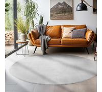 SIMPEX Alfombra Redonda Lavable 160 cm Plata Color Liso Pelo Corto Moderna Suave Antideslizante Lavable a Máquina para Salón Dormitorio Comedor