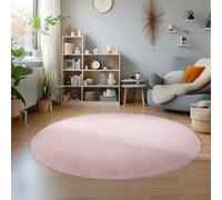 SIMPEX Alfombra Redonda Lavable 160 cm Rosa Color Liso Pelo Corto Moderna Suave Antideslizante Lavable a Máquina para Salón Dormitorio Comedor