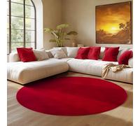 SIMPEX Alfombra Redonda Rojo 200 cm Alfombra de Pelo Corto Lavable, Redonda, Antideslizante y Suave, Diseño Monocromático Moderno para Sala, Dormitorio, Cocina y Habitación Infantil