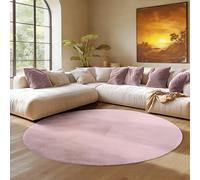 SIMPEX Alfombra Redonda Rosa 160 cm Alfombra de Pelo Corto Lavable, Redonda, Antideslizante y Suave, Diseño Monocromático Moderno para Sala, Dormitorio, Cocina y Habitación Infantil