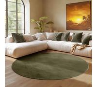 SIMPEX Alfombra Redonda Verde 120 cm Alfombra de Pelo Corto Lavable, Redonda, Antideslizante y Suave, Diseño Monocromático Moderno para Sala, Dormitorio, Cocina y Habitación Infantil