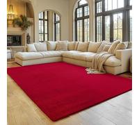 SIMPEX Alfombra Rojo 240x340 cm Alfombra de Pelo Corto Lavable, Antideslizante y Suave, Diseño Monocromático Moderno para Sala, Dormitorio, Cocina y Habitación Infantil