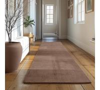 SIMPEX Alfombra Runner Marrón 80x250 cm Alfombra de Pelo Corto Lavable, Antideslizante y Suave, Diseño Monocromático Moderno para Dormitorio, Cocina y Pasillo