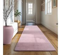 SIMPEX Alfombra Runner Rosa 80x250 cm Alfombra de Pelo Corto Lavable, Antideslizante y Suave, Diseño Monocromático Moderno para Dormitorio, Cocina y Pasillo